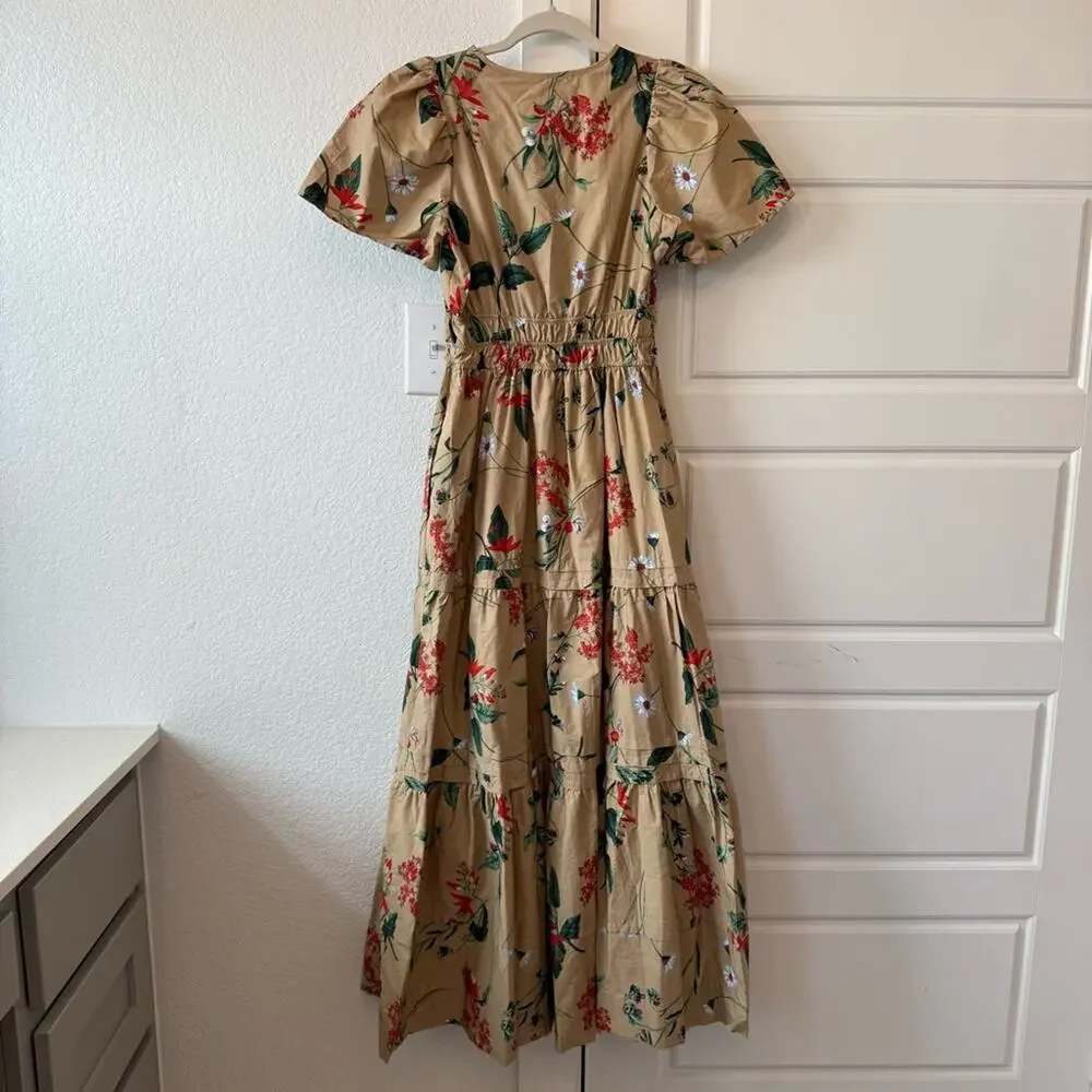 Anthro Somerset Khaki Floral Dress - Picture 5 of 7